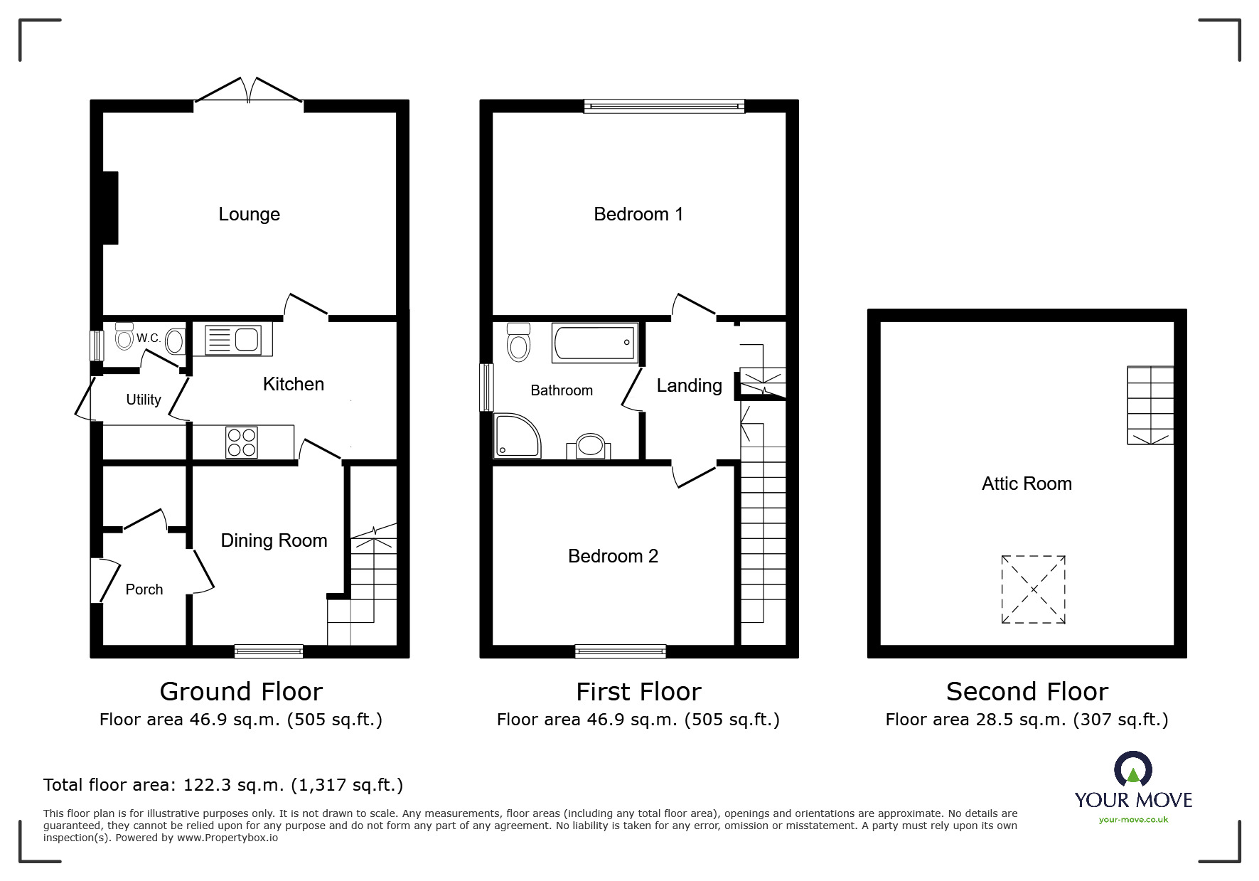 Floorplan of 2 bedroom Semi Detached House for sale, Gore Lane, Eastry, Kent, CT13