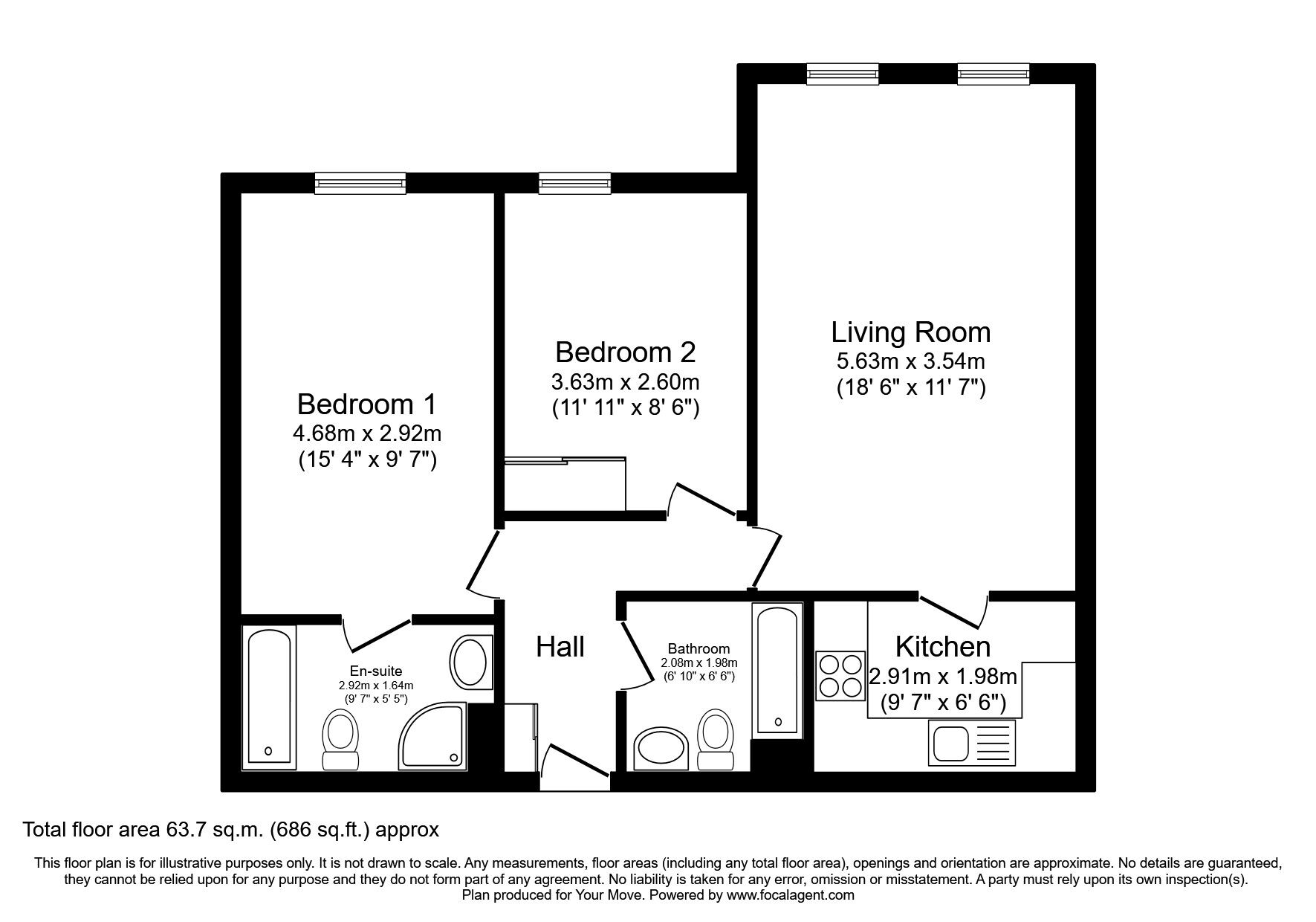 Floorplan of 2 bedroom  Flat to rent, Ranelagh Road, Deal, Kent, CT14