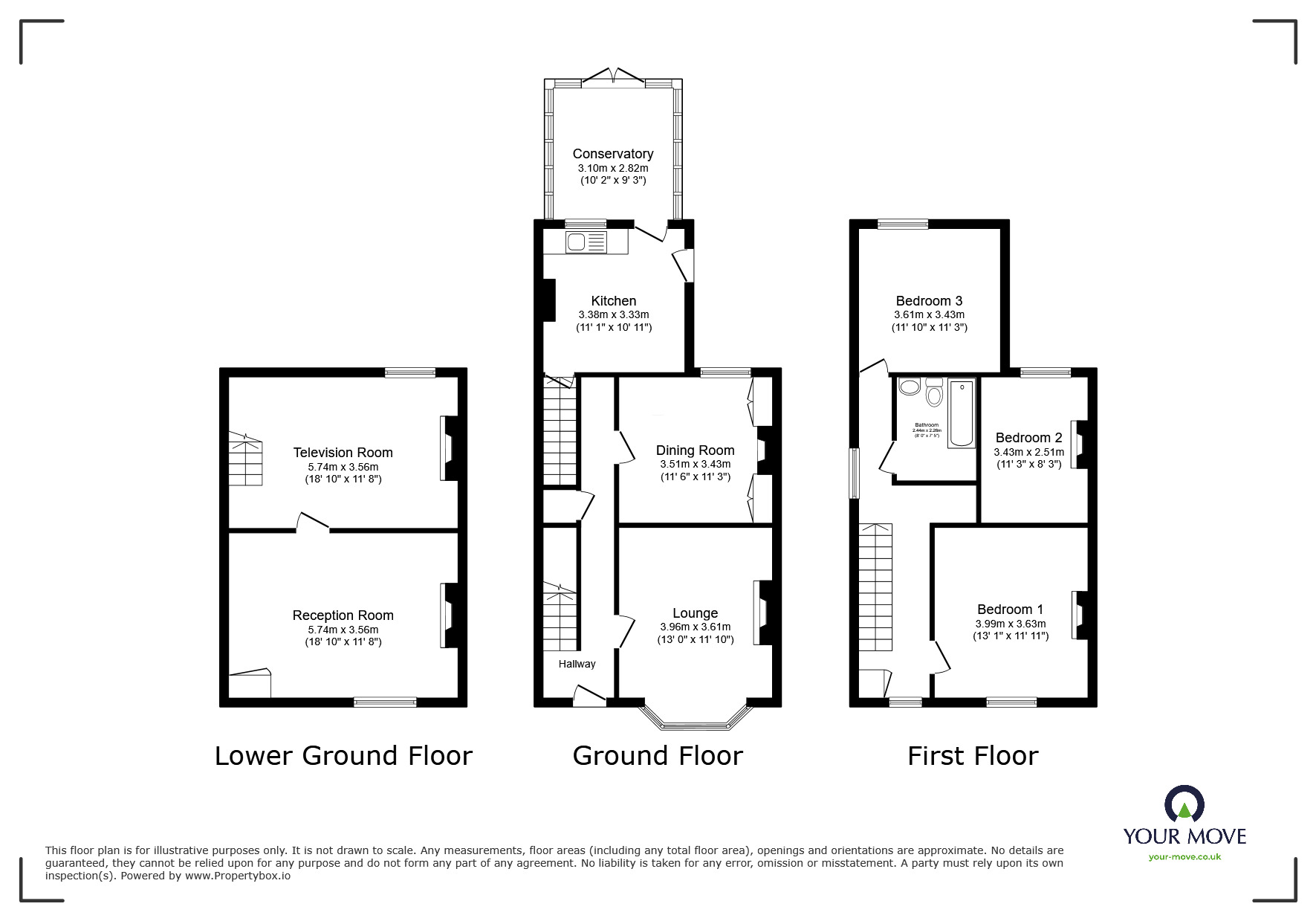 Floorplan of 3 bedroom End Terrace House for sale, Dover Road, Walmer, Kent, CT14