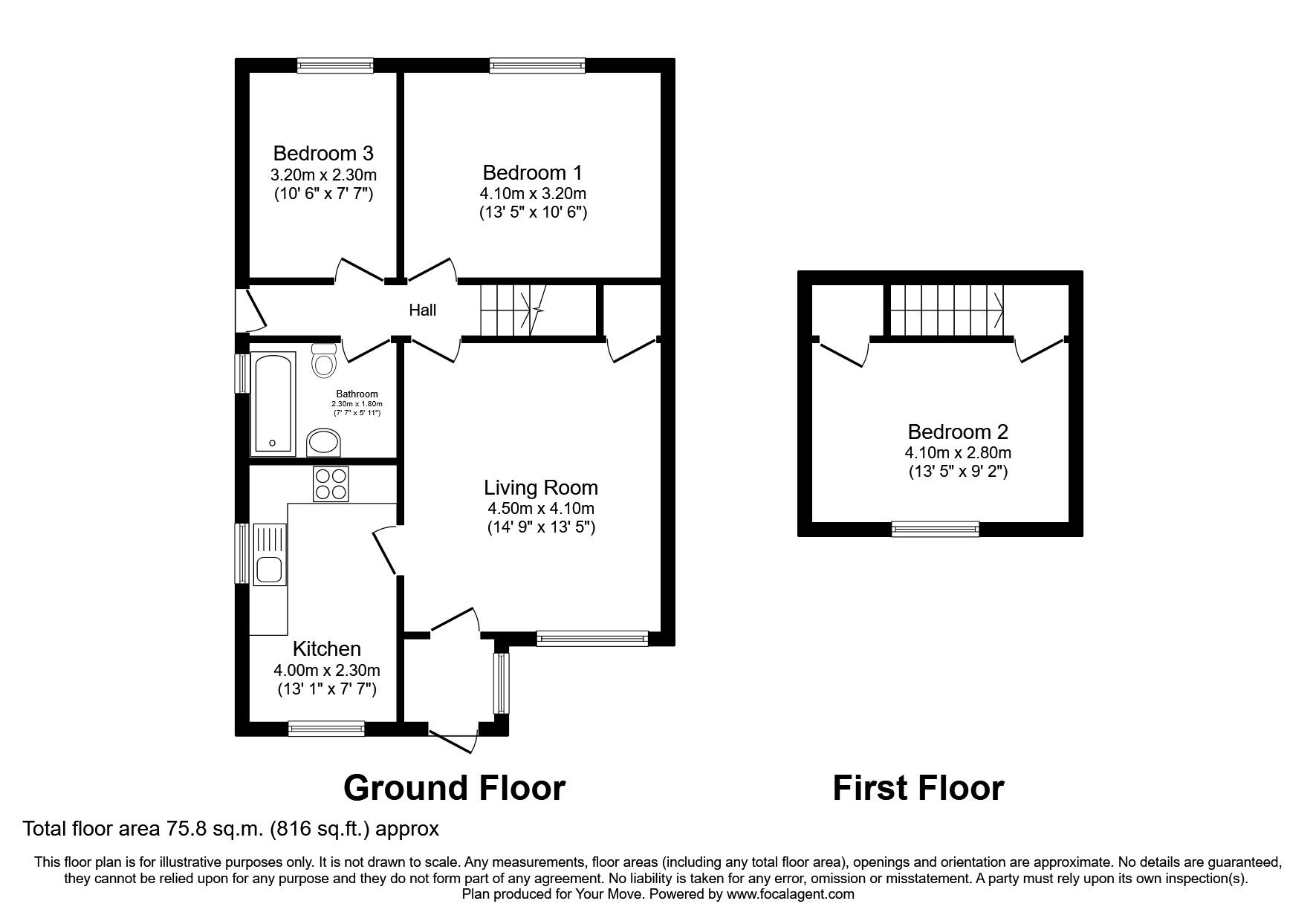 Floorplan of 3 bedroom Detached Bungalow to rent, Graylen Close, Deal, Kent, CT14