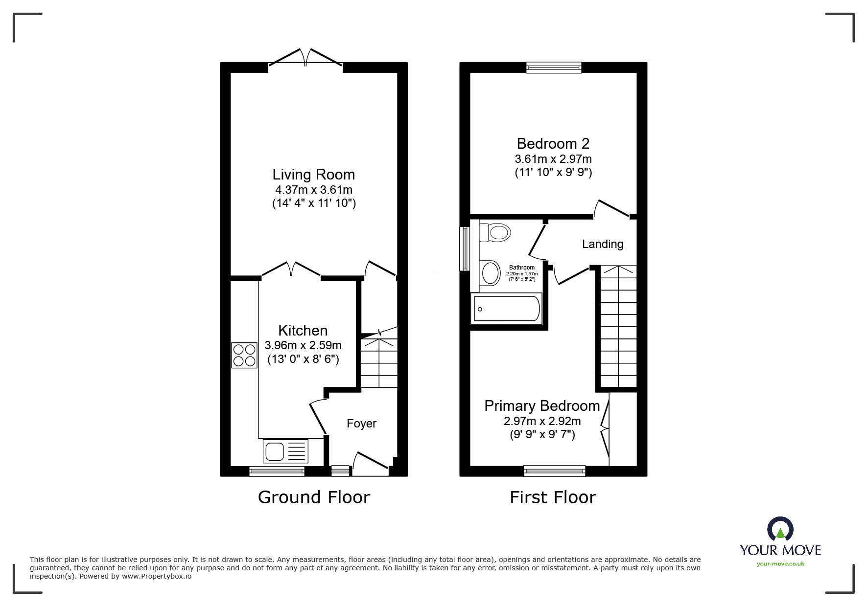 Floorplan of 2 bedroom Semi Detached House for sale, Courtenay Road, Deal, Kent, CT14