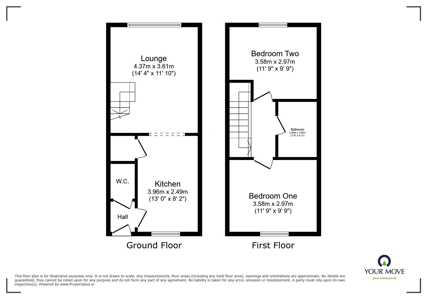 Floorplan of 2 bedroom Semi Detached House to rent, Langton Close, Deal, Kent, CT14