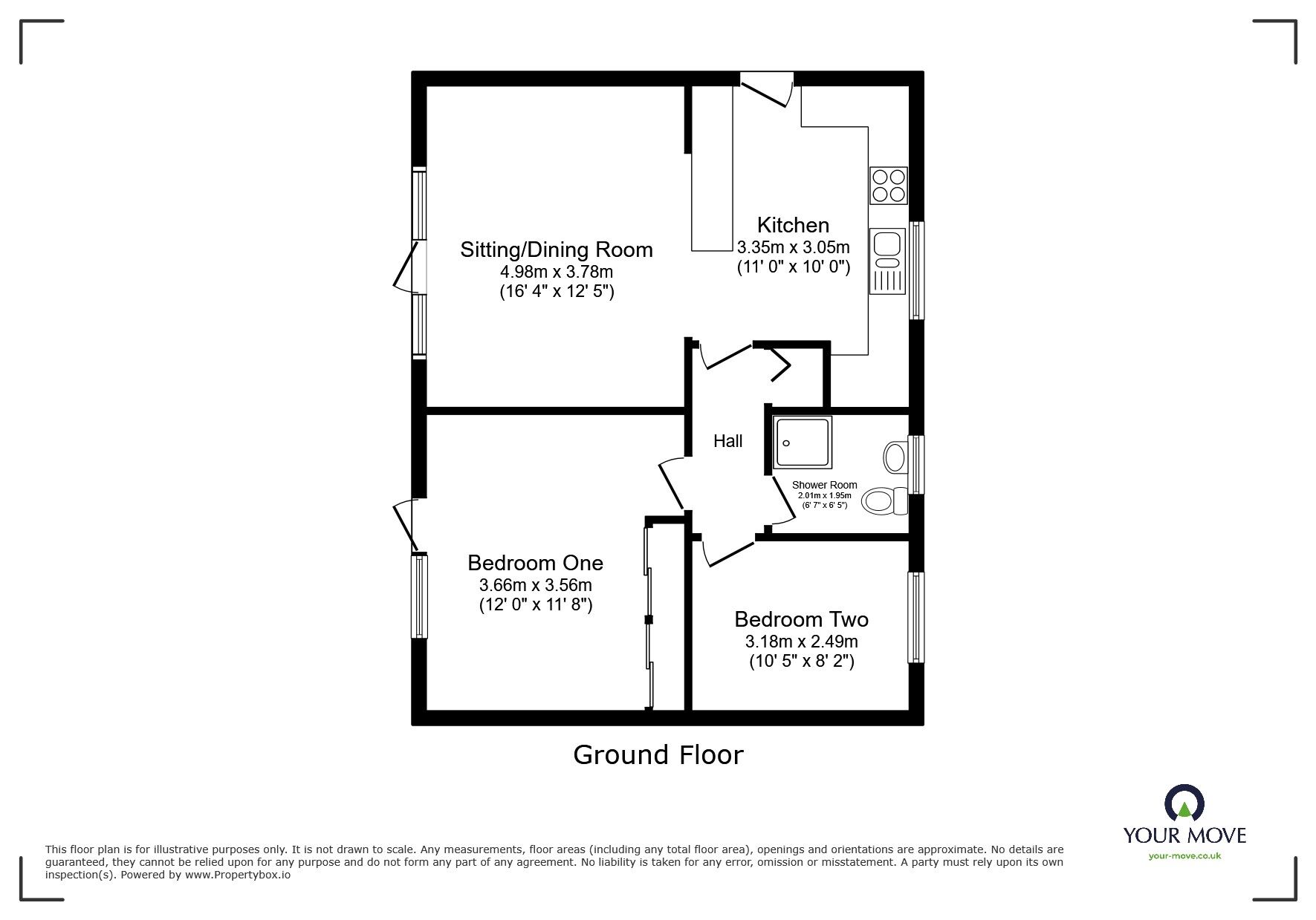 Floorplan of 2 bedroom Flat for sale, Lord Warden Avenue, Walmer, Kent, CT14