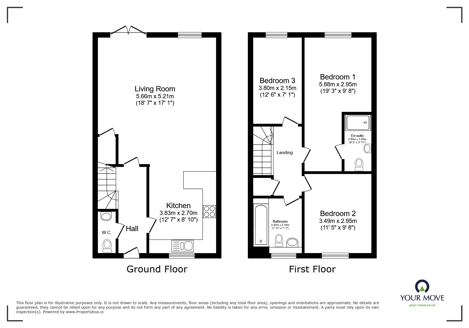 Floorplan of 3 bedroom Semi Detached House to rent, The Droveway, Deal, Kent, CT14