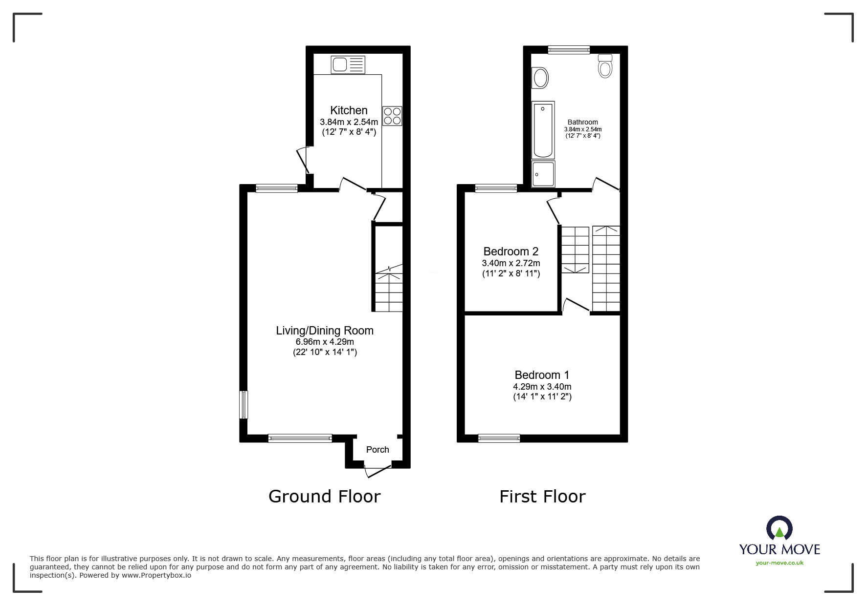 Floorplan of 2 bedroom Mid Terrace House for sale, Downs Road, Walmer, Kent, CT14