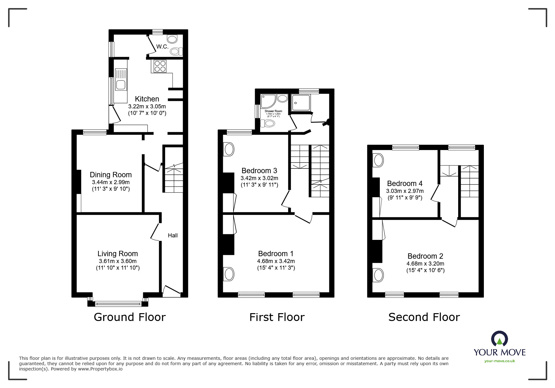 Floorplan of 4 bedroom Mid Terrace House for sale, Beaconsfield Road, Dover, Kent, CT16