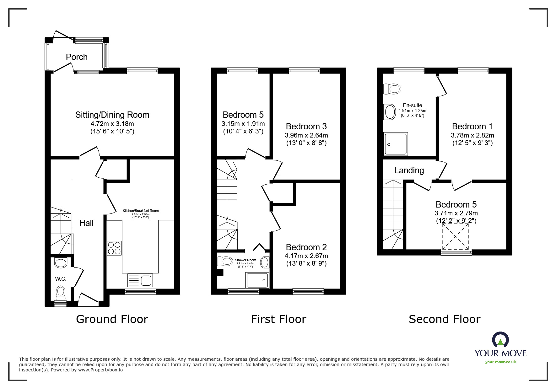 Floorplan of 5 bedroom End Terrace House to rent, Drum Major Drive, Deal, Kent, CT14