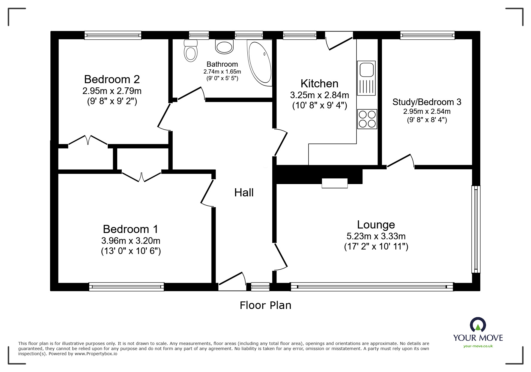 Floorplan of 2 bedroom Detached Bungalow to rent, Balmoral Road, Kingsdown, Kent, CT14