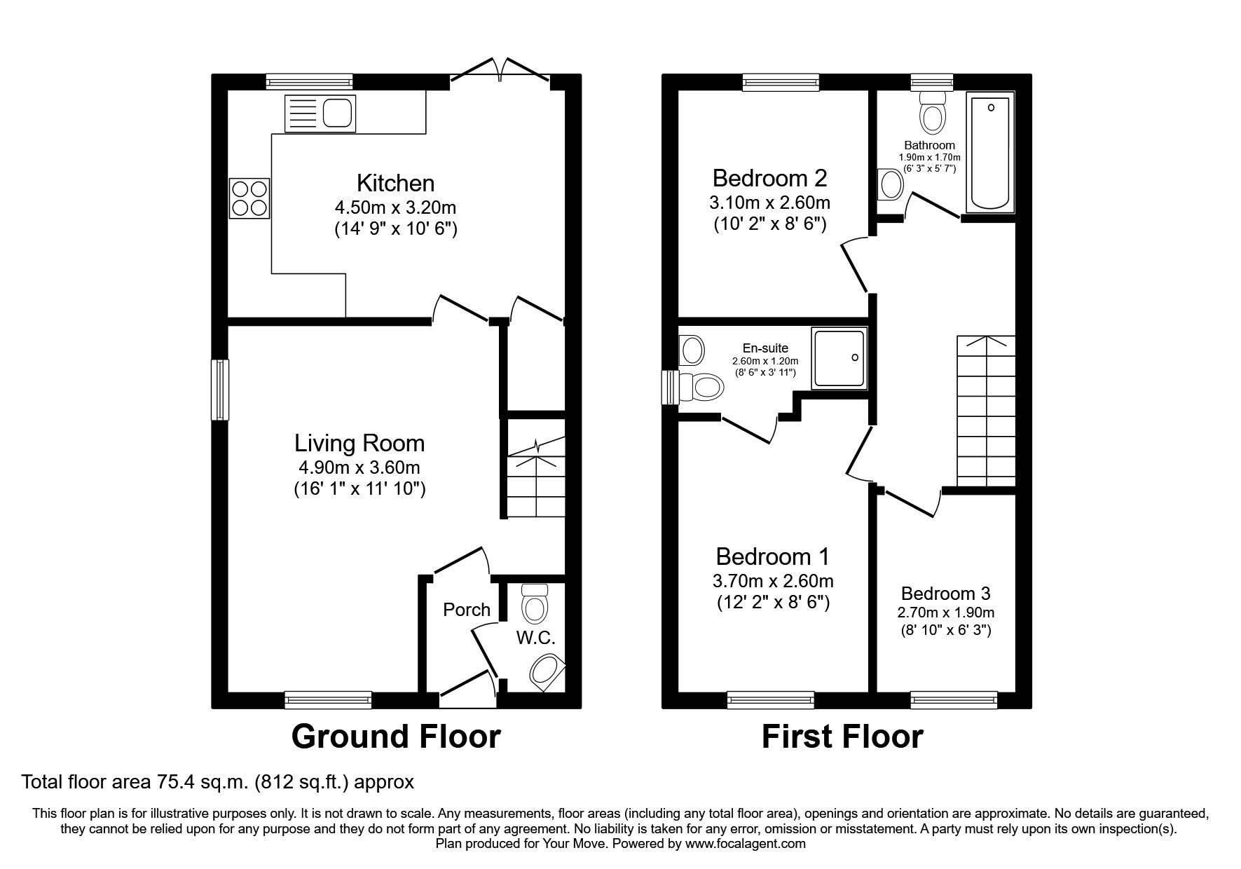 Floorplan of 3 bedroom Semi Detached House to rent, Whinchat Rise, Whitfield, Kent, CT16