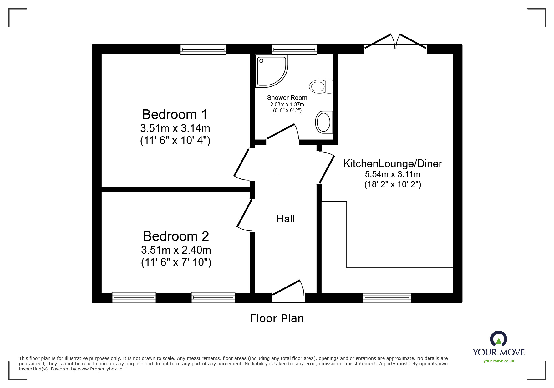 Floorplan of 2 bedroom Detached Bungalow for sale, Coombe Valley Road, Dover, Kent, CT17