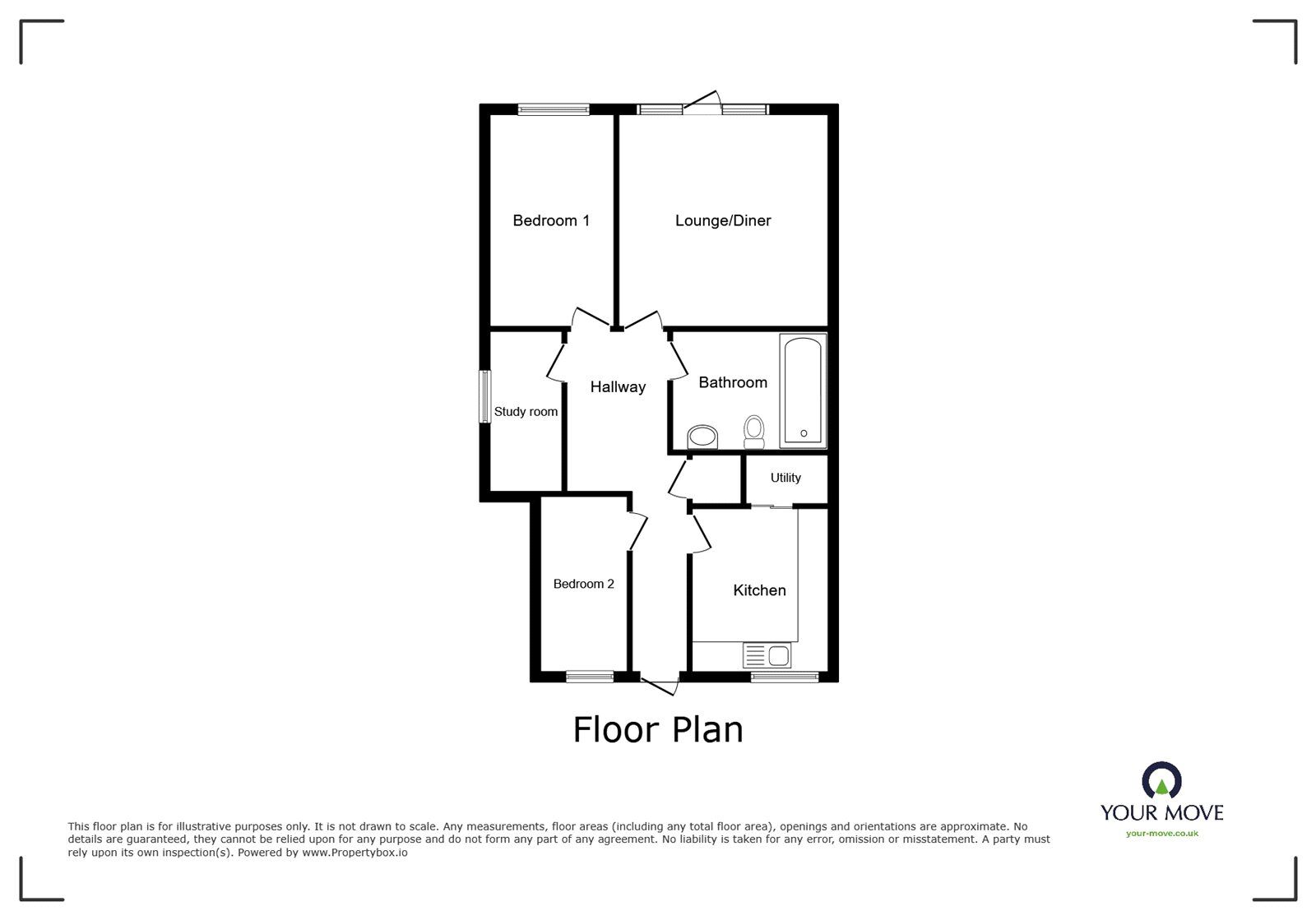 Floorplan of 2 bedroom Flat for sale, Owen Square, Walmer, Kent, CT14