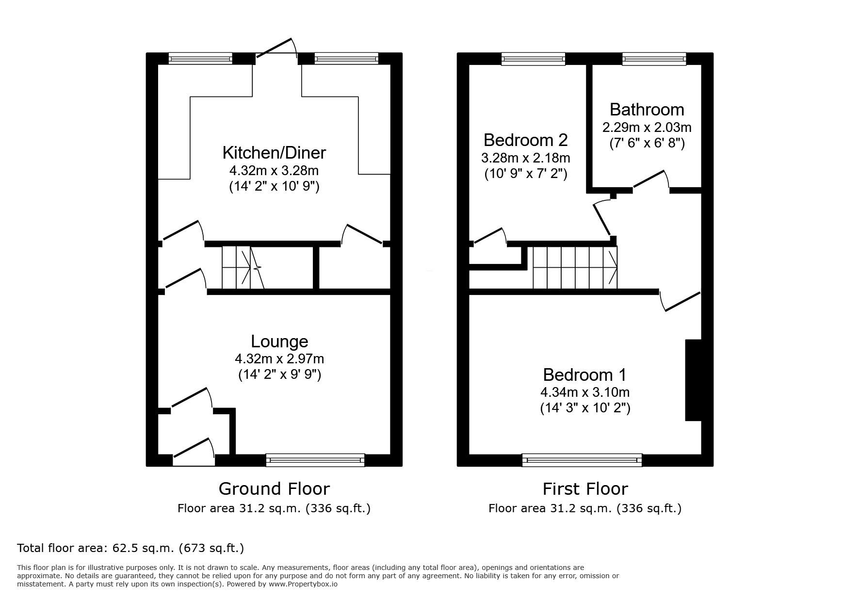 Floorplan of 2 bedroom Mid Terrace House to rent, Mayfield Gardens, Dover, Kent, CT16