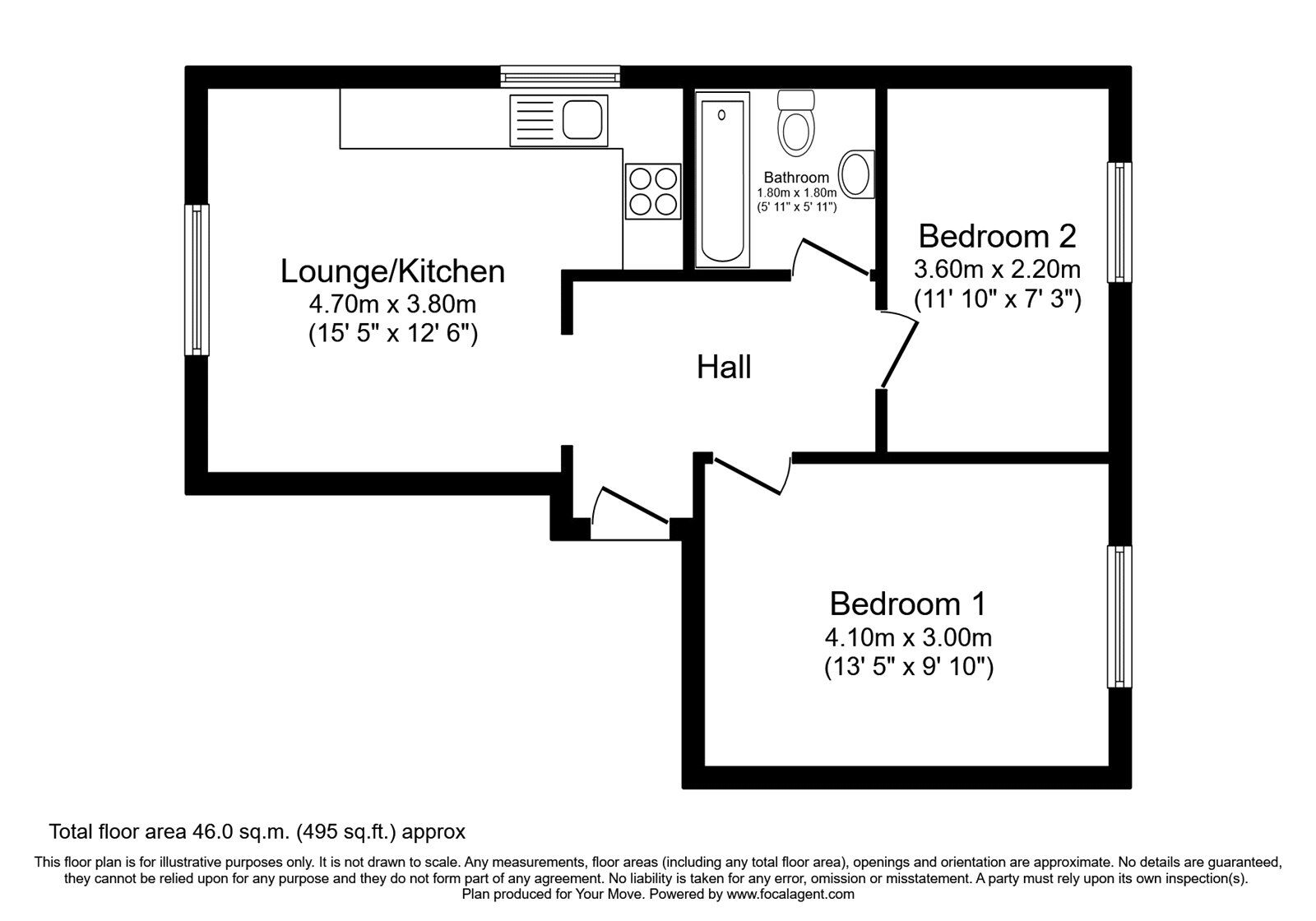 Floorplan of 2 bedroom Flat to rent, New Street, Sandwich, Kent, CT13