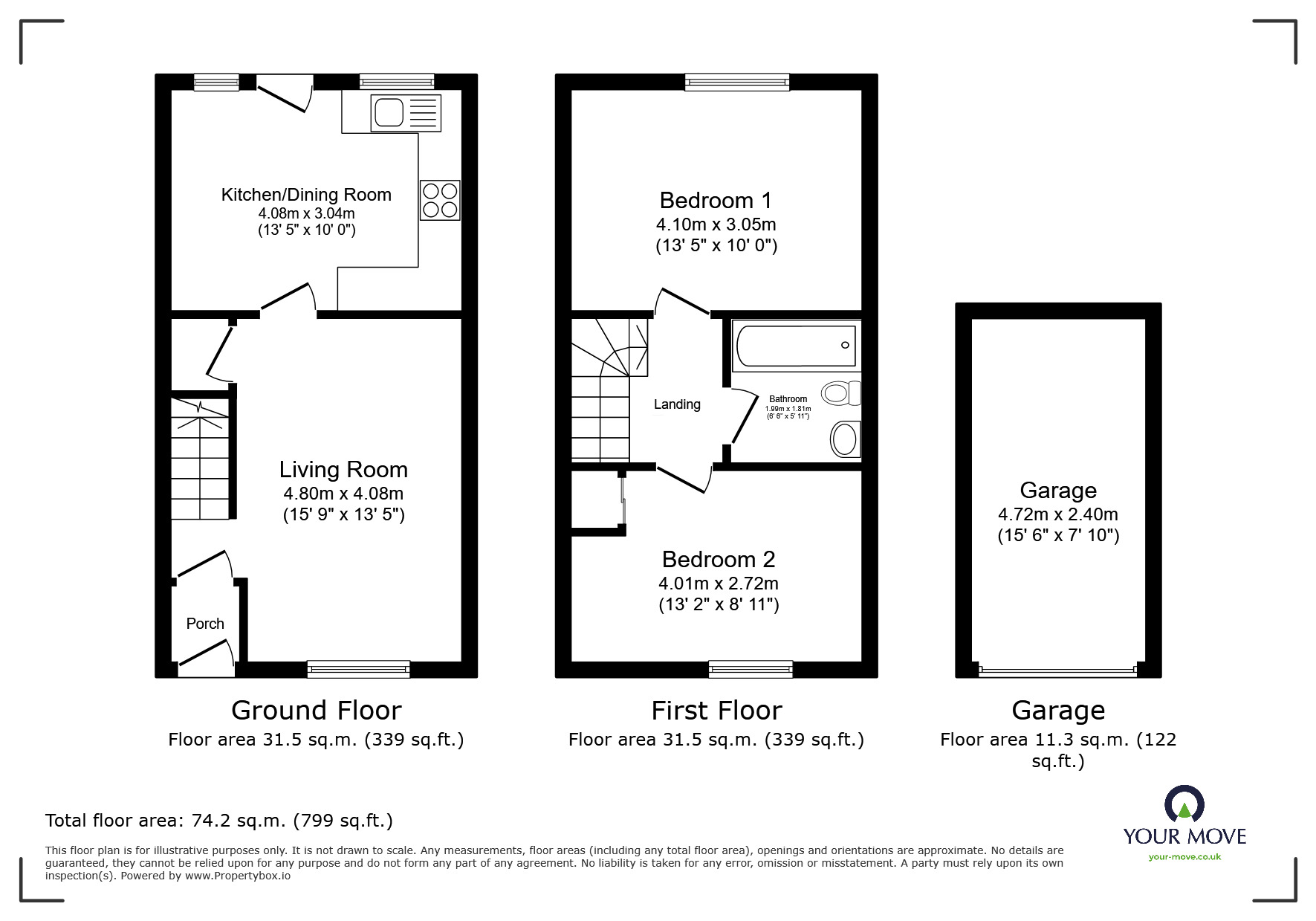 Floorplan of 2 bedroom Mid Terrace House for sale, Church Meadows, Deal, Kent, CT14