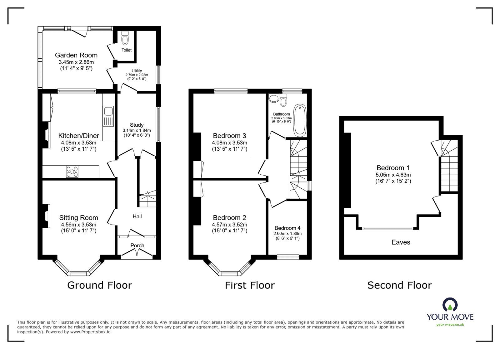 Floorplan of 4 bedroom End Terrace House for sale, Sutherland Road, Deal, Kent, CT14
