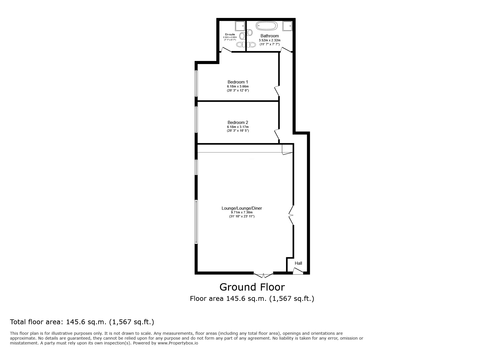 Floorplan of 2 bedroom Flat to rent, Crabble Hill, Dover, Kent, CT17
