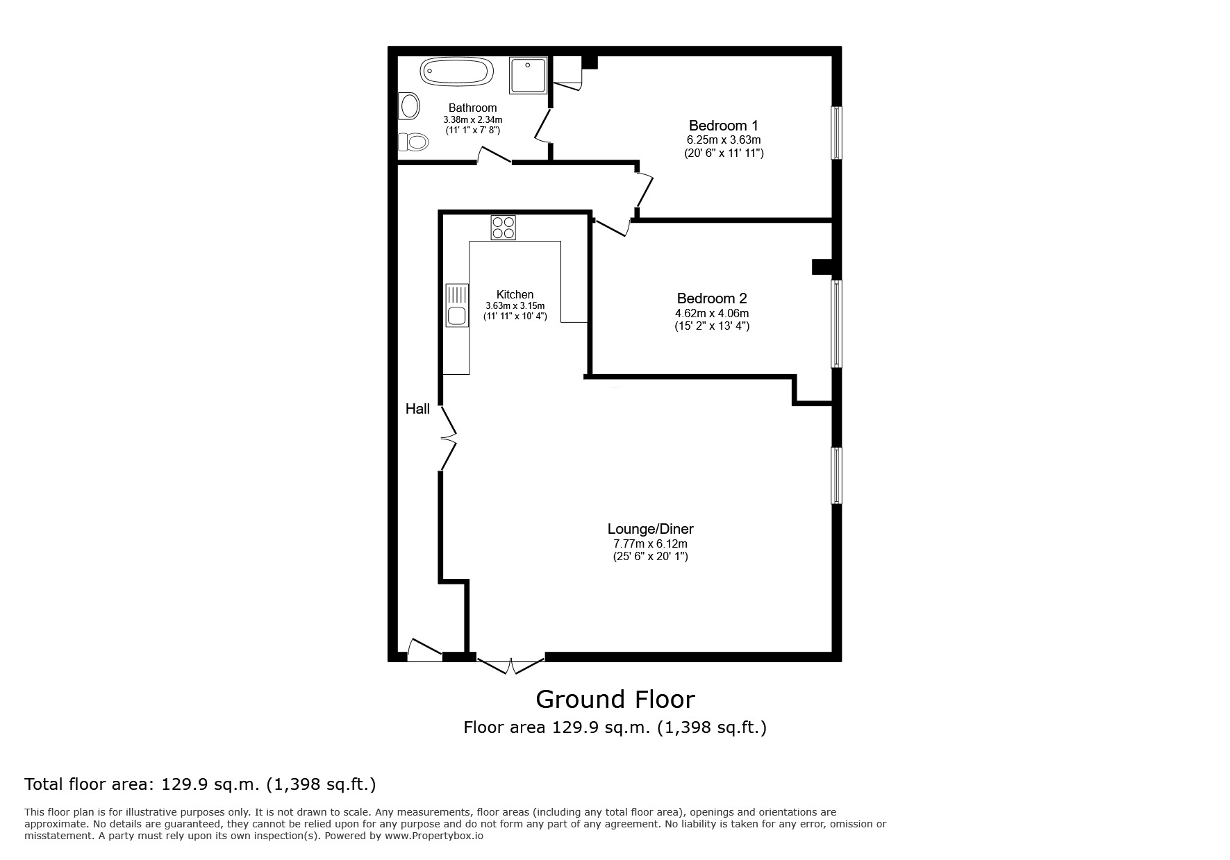 Floorplan of 2 bedroom Flat for sale, Crabble Hill, Dover, Kent, CT17