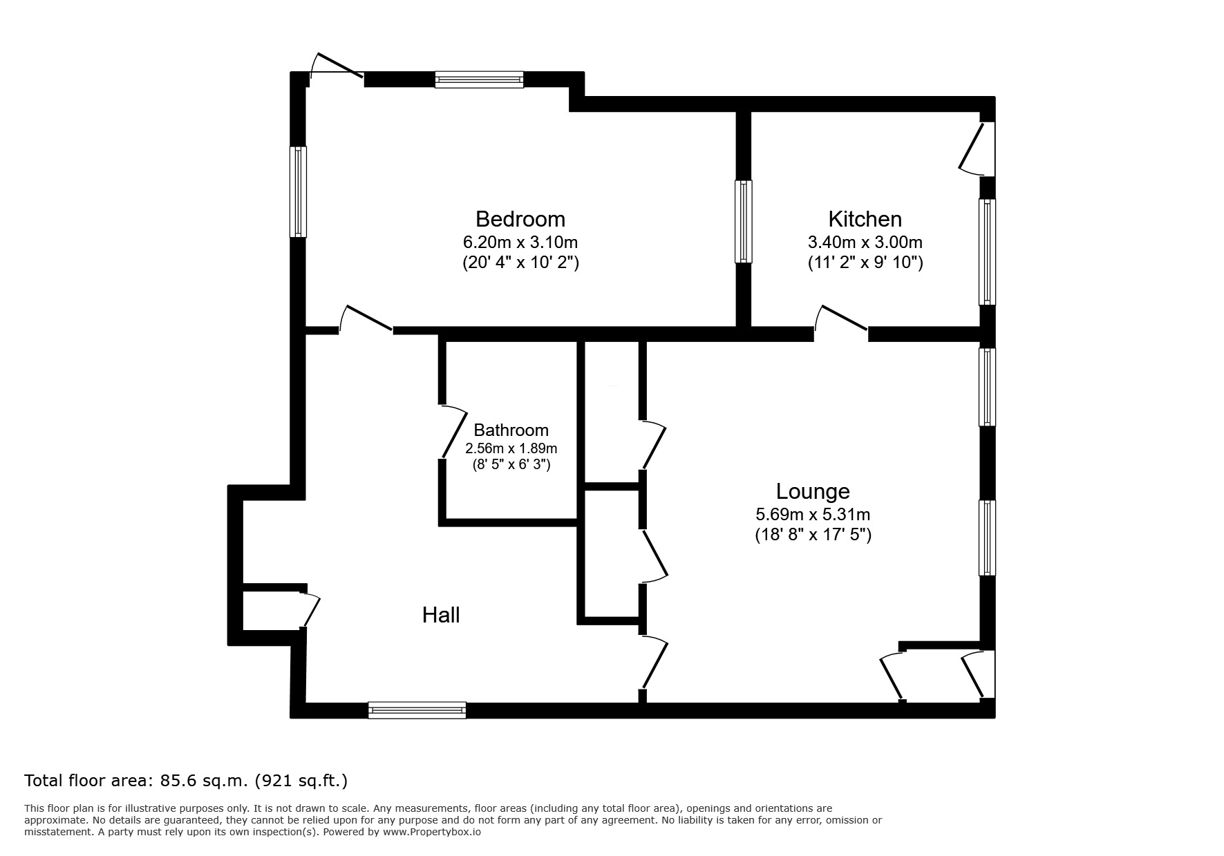 Floorplan of 1 bedroom Flat to rent, Dane Court Manor, School Road, Tilmanstone, Kent, CT14