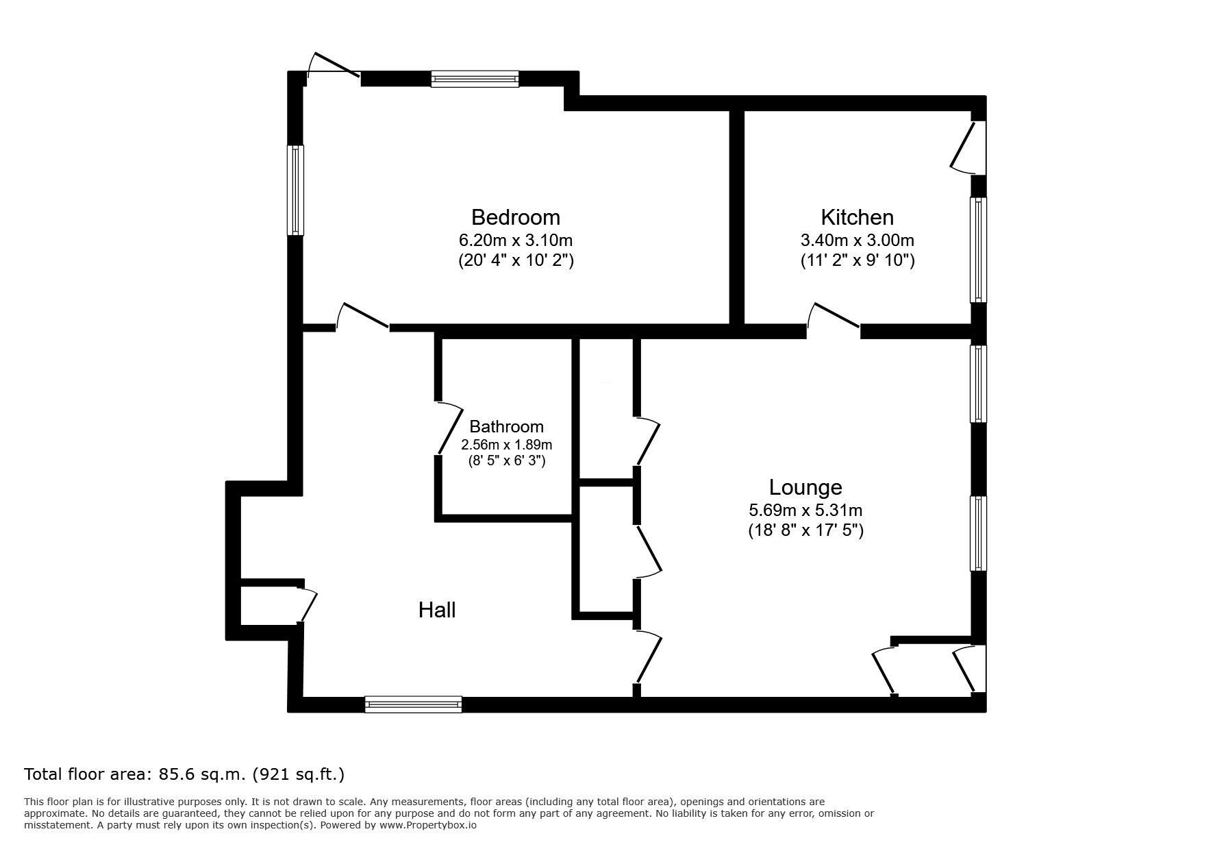Floorplan of 1 bedroom Flat to rent, Dane Court Manor, School Road, Tilmanstone, Kent, CT14