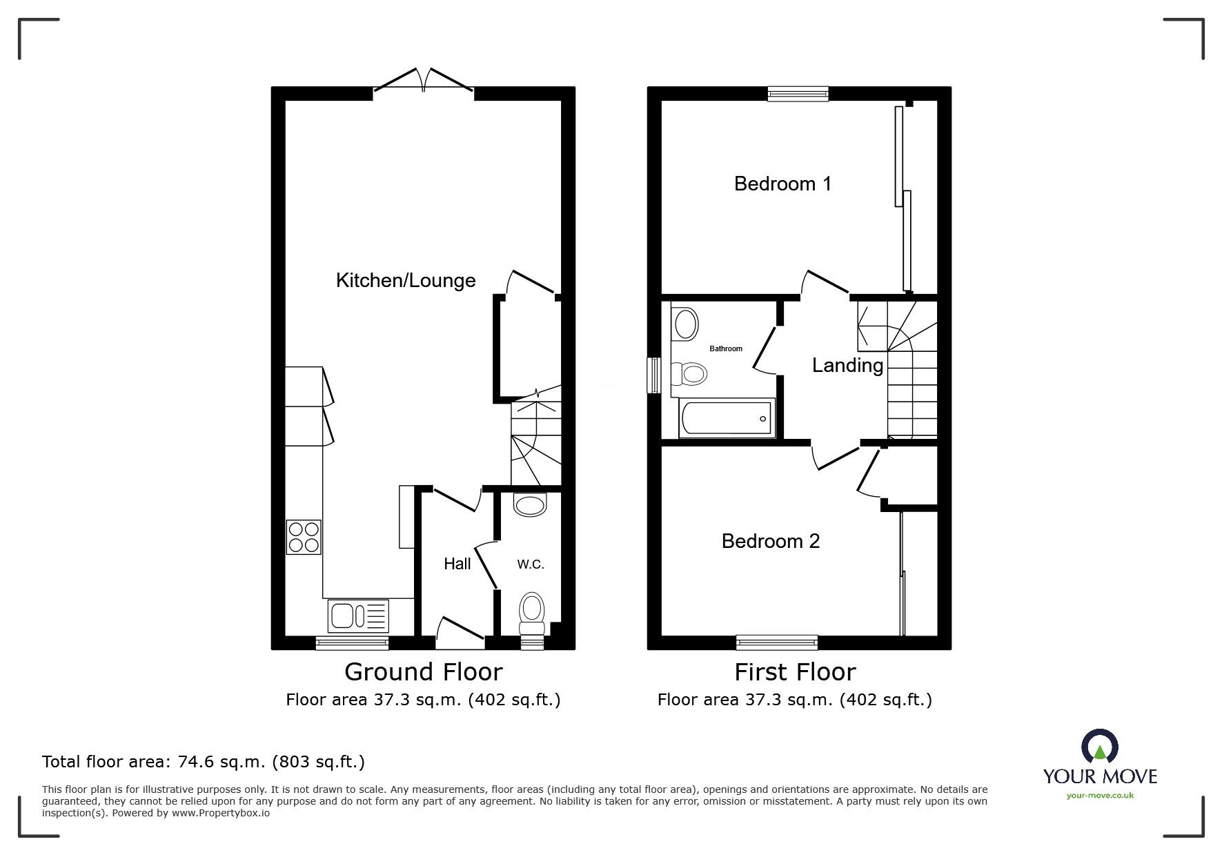 Floorplan of 2 bedroom End Terrace House for sale, Wallers Road, Deal, Kent, CT14