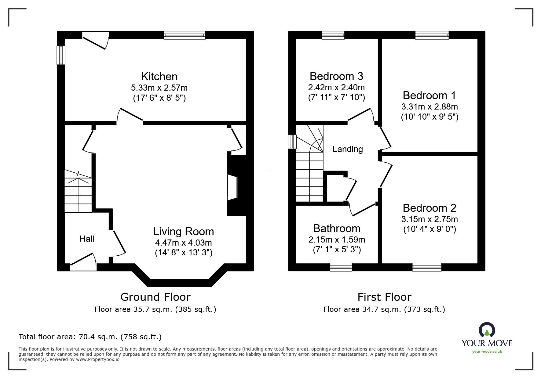Floorplan of 3 bedroom Semi Detached House for sale, Forelands Square, Deal, Kent, CT14