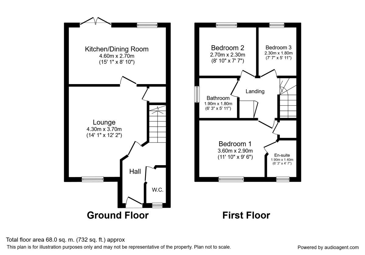 Floorplan of 3 bedroom Semi Detached House for sale, Fox Road, Deal, Kent, CT14