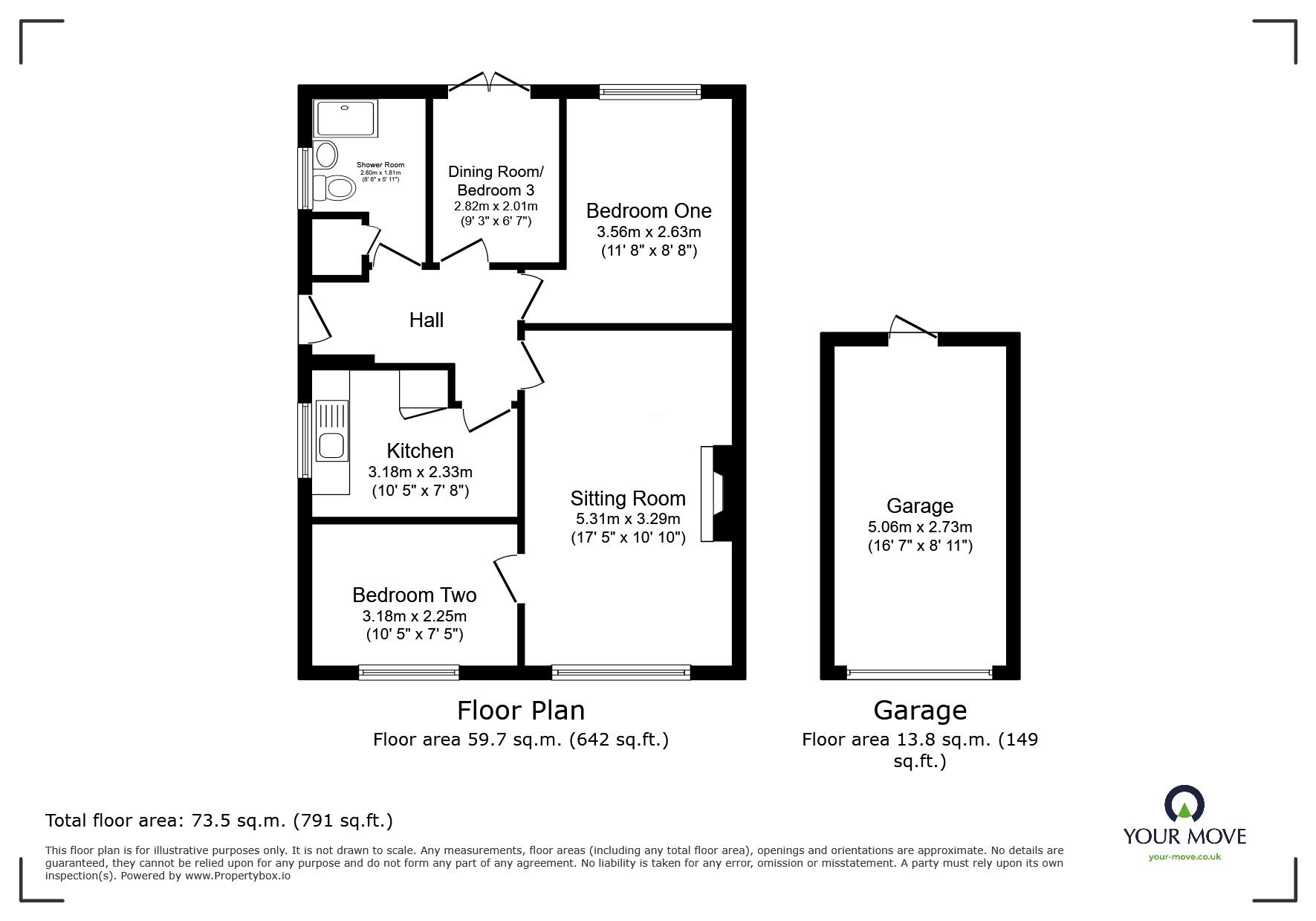 Floorplan of 3 bedroom Semi Detached Bungalow for sale, Church Street, Walmer, Kent, CT14