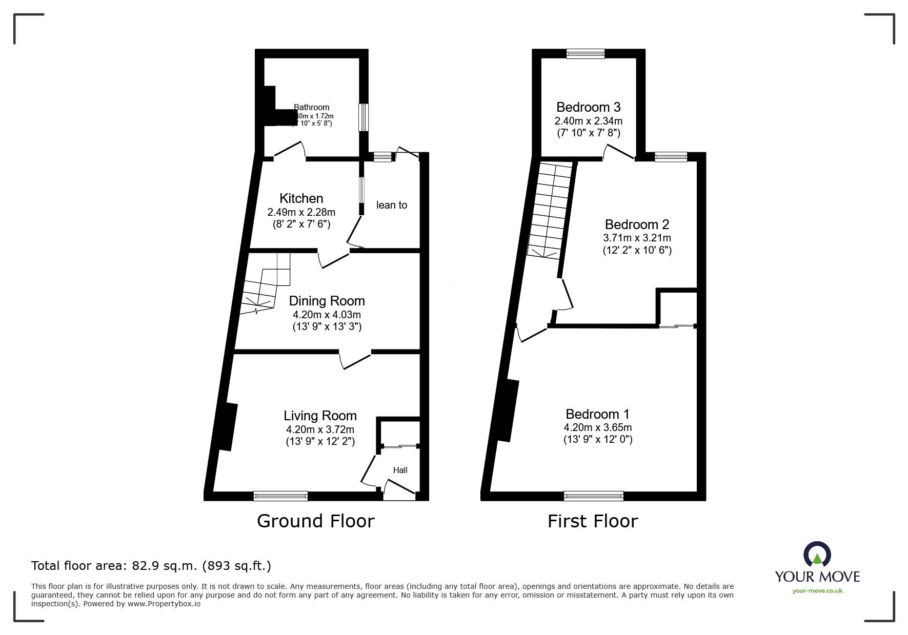 Floorplan of 3 bedroom Mid Terrace House for sale, Campbell Road, Walmer, Kent, CT14