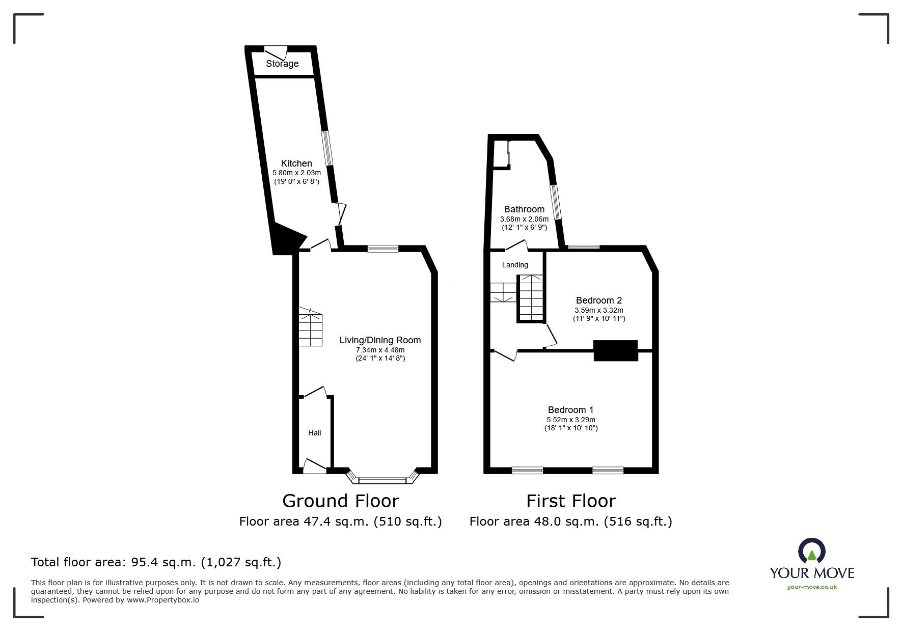 Floorplan of 2 bedroom End Terrace House for sale, Blenheim Road, Deal, Kent, CT14