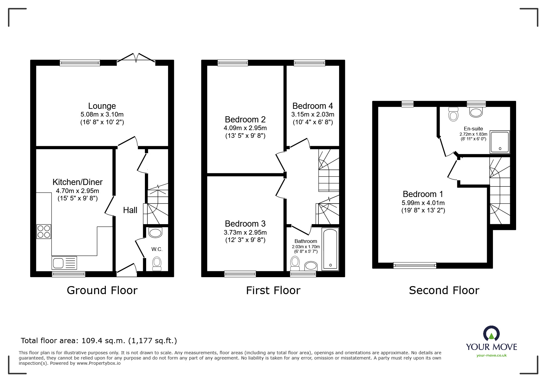 Floorplan of 4 bedroom Semi Detached House for sale, Court Close, Deal, Kent, CT14