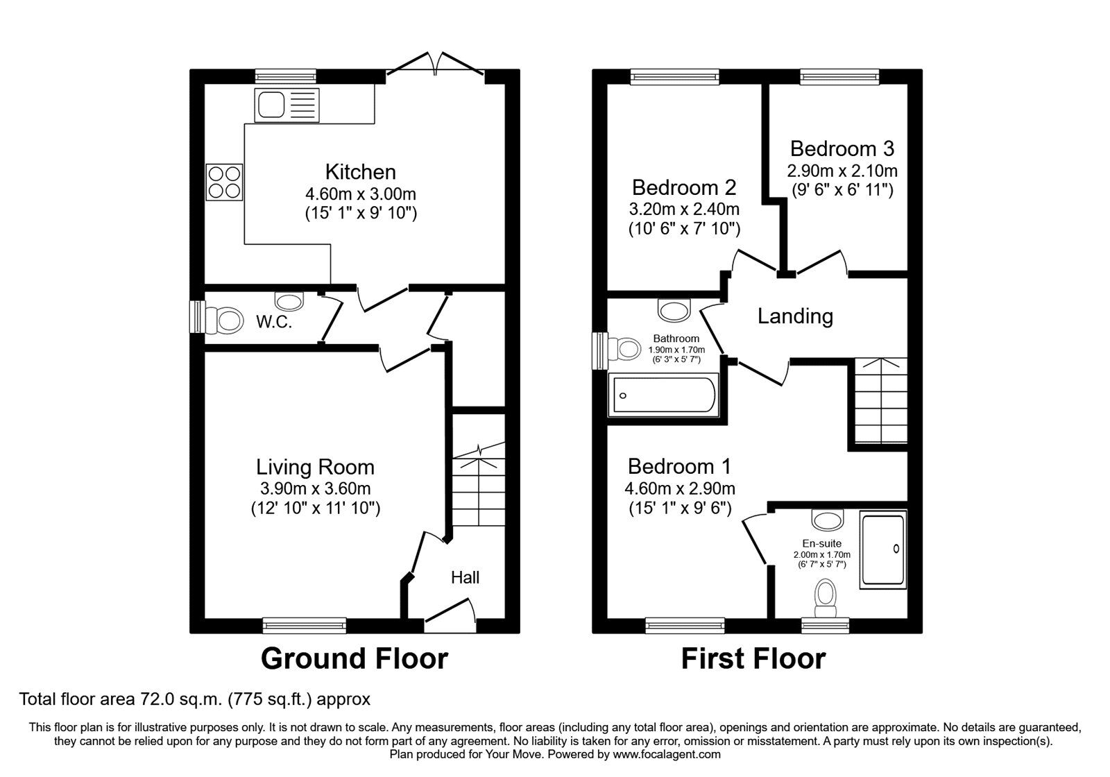 Floorplan of 3 bedroom Semi Detached House for sale, Whinchat Rise, Whitfield, Kent, CT16