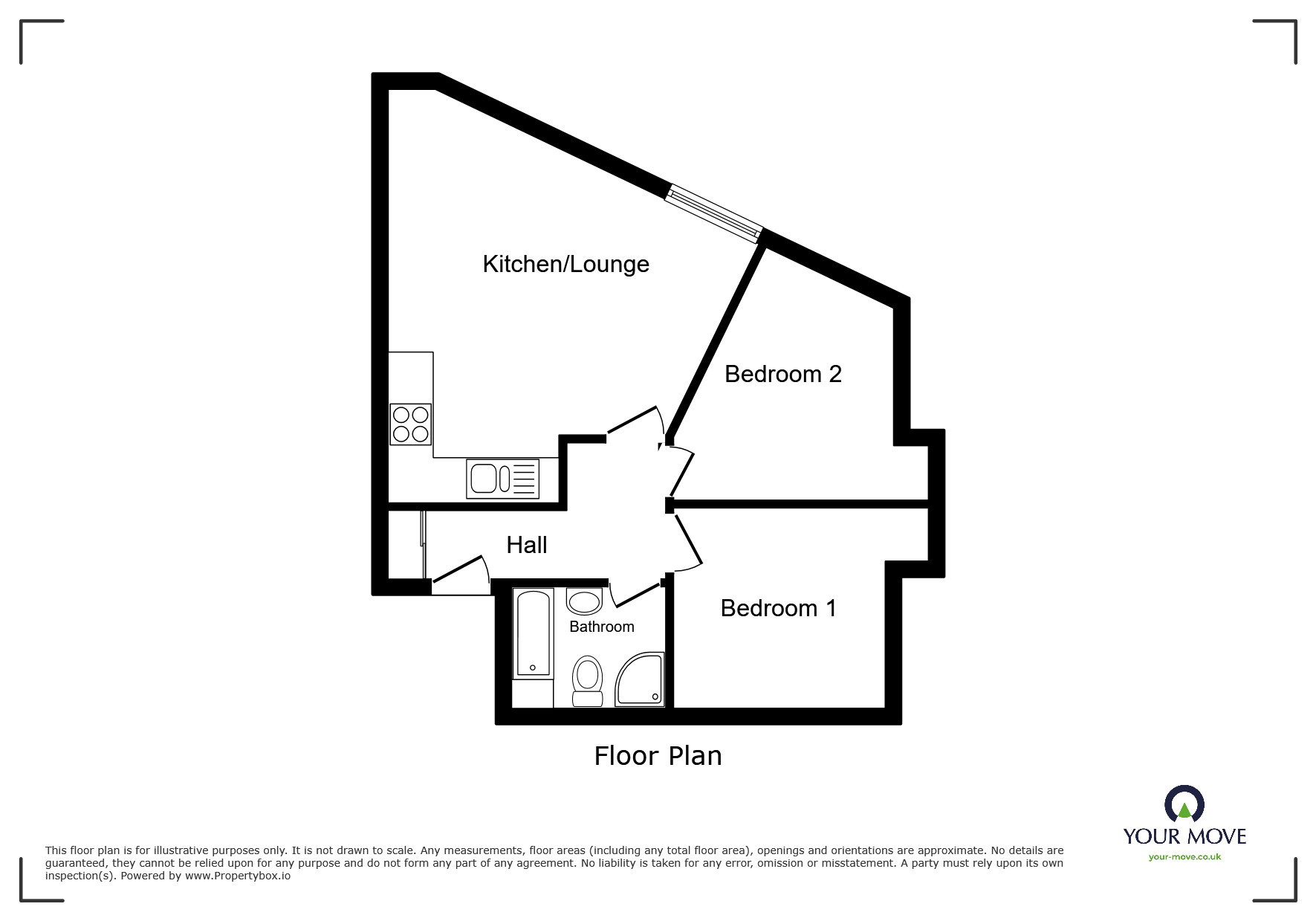 Floorplan of 2 bedroom Flat to rent, Crabble Hill, Dover, Kent, CT17