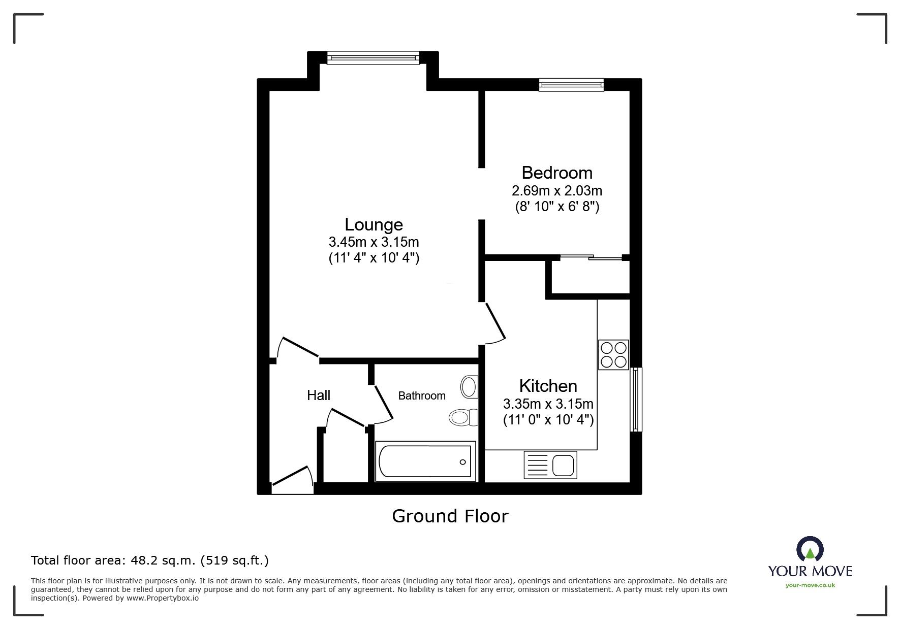 Floorplan of 1 bedroom Flat for sale, Western Road, Deal, Kent, CT14