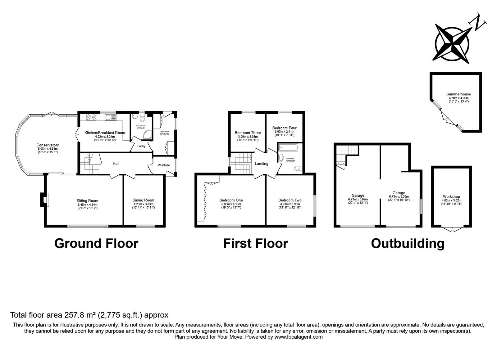 Floorplan of 4 bedroom Detached House for sale, Willow Road, Deal, Kent, CT14