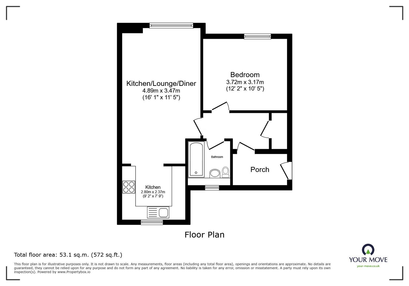 Floorplan of 1 bedroom Flat to rent, Elliot Way, Sholden, Kent, CT14