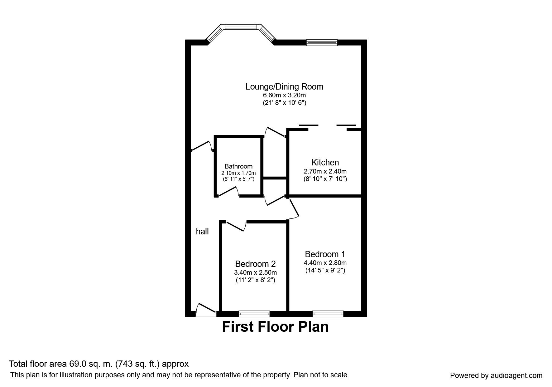 Floorplan of 2 bedroom Flat to rent, Prince William Court, The Marina, Kent, CT14