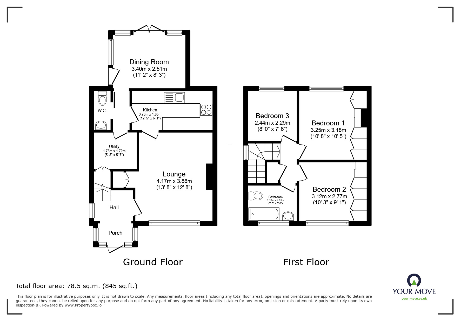 Floorplan of 3 bedroom Semi Detached House to rent, Astrid Road, Walmer, Kent, CT14