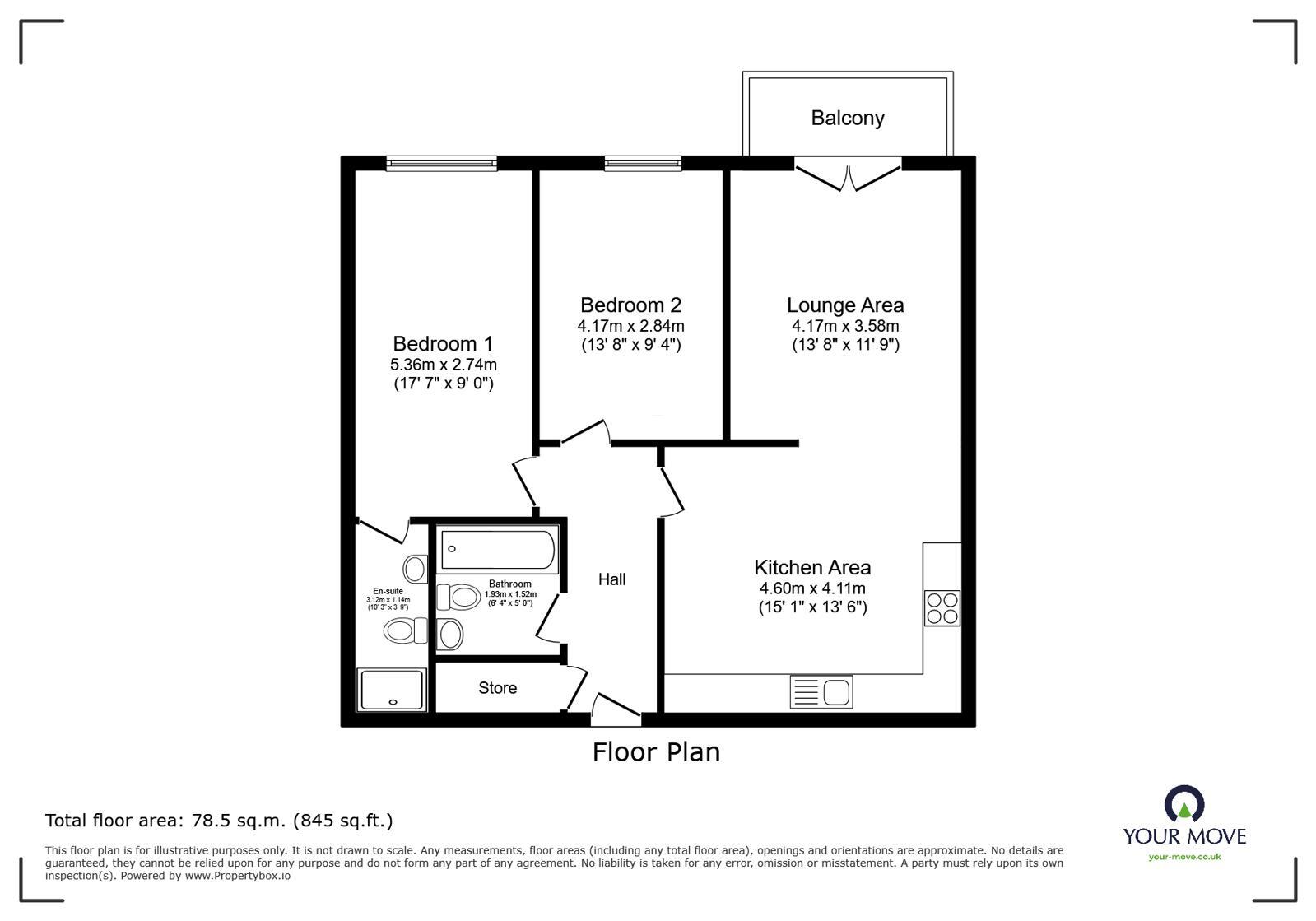 Floorplan of 2 bedroom Flat to rent, Crabble Hill, Dover, Kent, CT17
