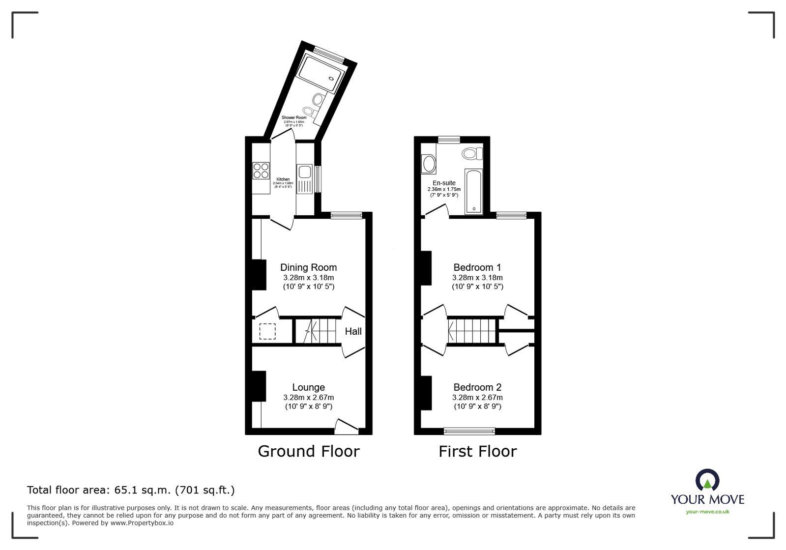 Floorplan of 2 bedroom Mid Terrace House to rent, Church Hill, Temple Ewell, Kent, CT16