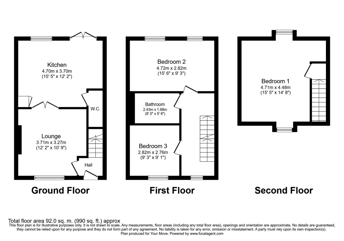 Floorplan of 3 bedroom  House to rent, Fir Tree Avenue, Auckley, South Yorkshire, DN9