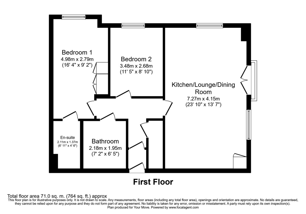 Floorplan of 2 bedroom Flat to rent, Carr Lane, Bessacarr, South Yorkshire, DN4
