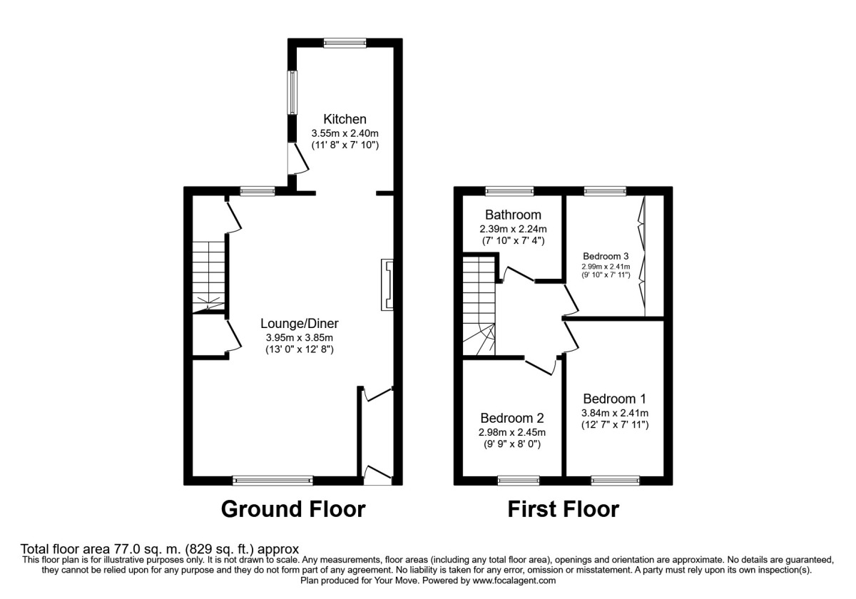 Floorplan of 3 bedroom  House to rent, Nelson Road, Edlington, South Yorkshire, DN12