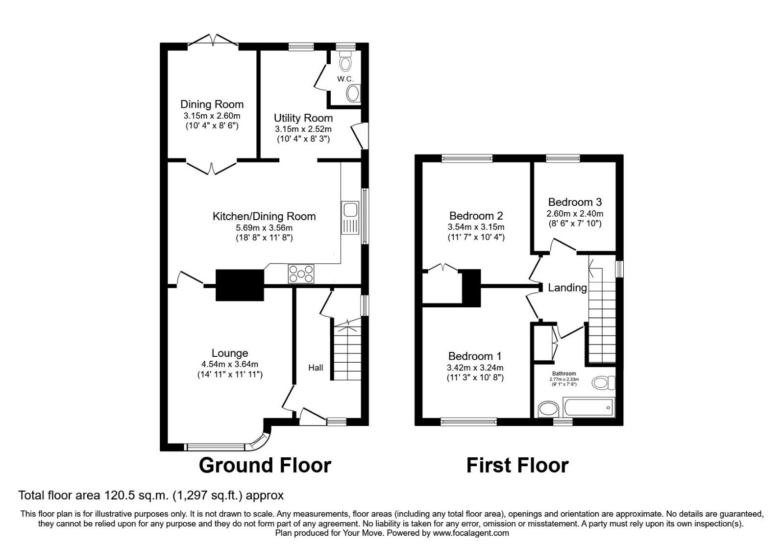 Floorplan of 3 bedroom Semi Detached House to rent, Ansten Crescent, Doncaster, South Yorkshire, DN4