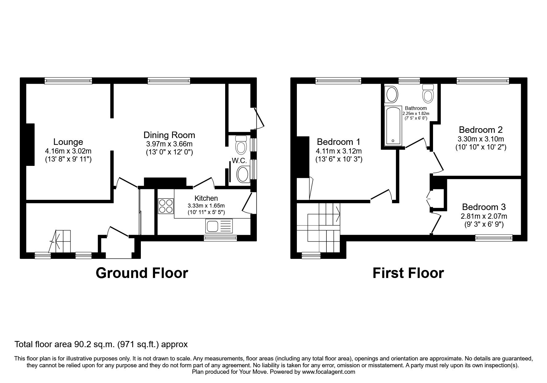 Floorplan of 3 bedroom Semi Detached House to rent, Ridge Balk Lane, Woodlands, South Yorkshire, DN6