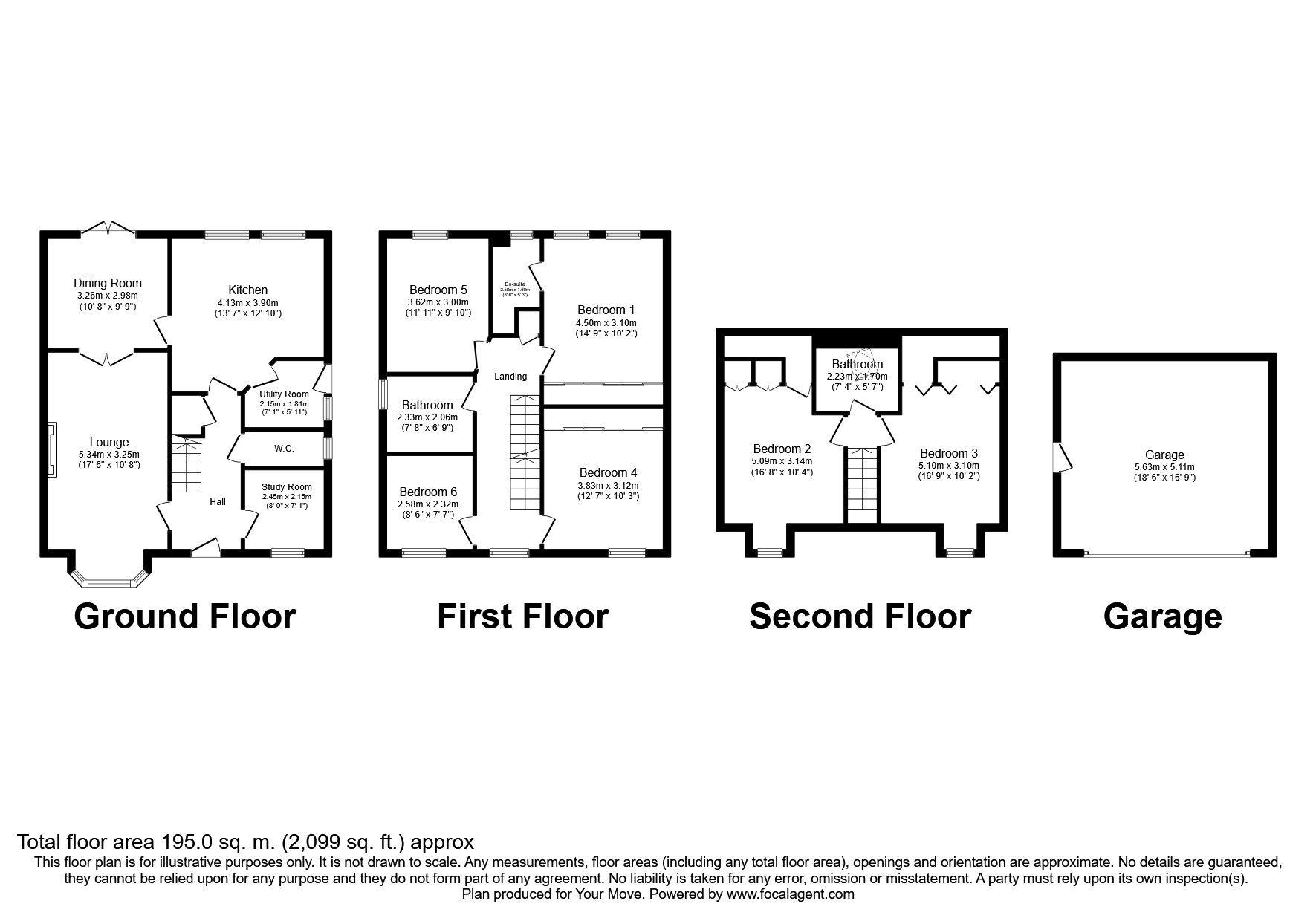 Floorplan of 6 bedroom House to rent, Brantingham Gardens, Bawtry, South Yorkshire, DN10