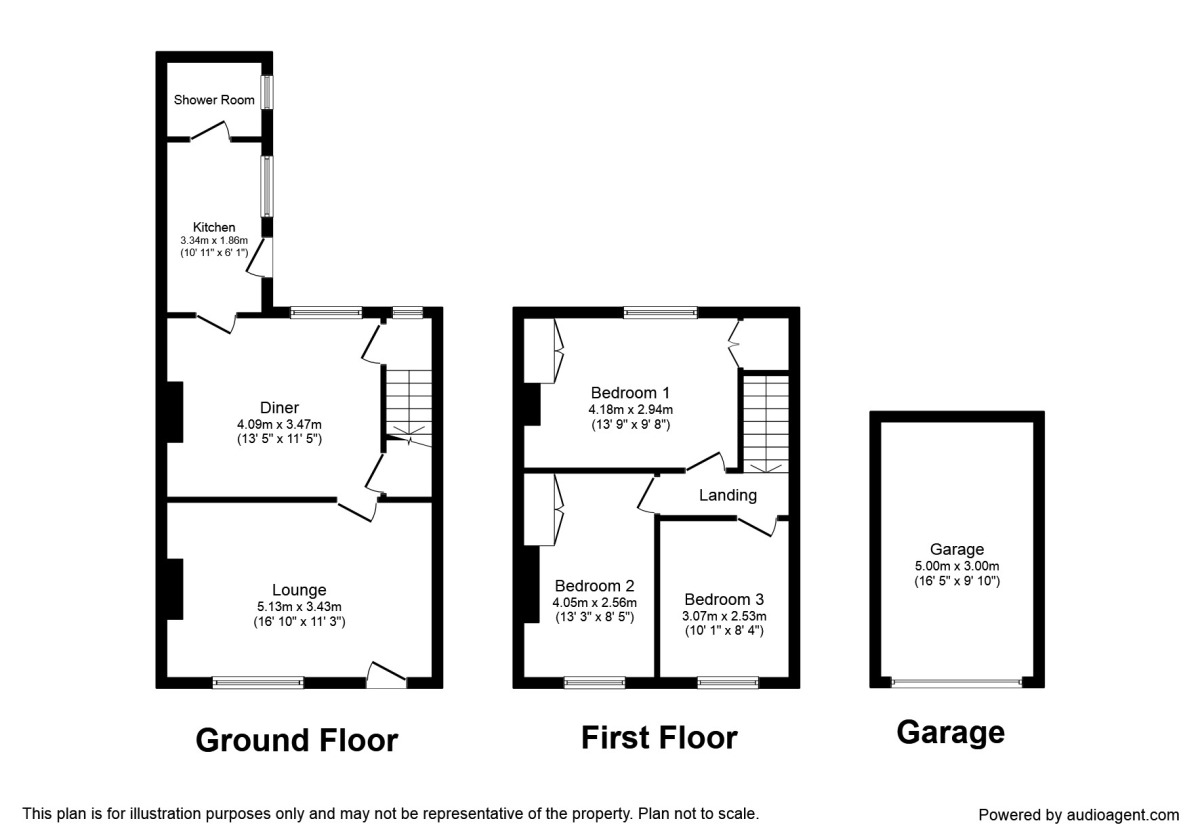 Floorplan of 3 bedroom House to rent, Foljambe Crescent, New Rossington, South Yorkshire, DN11