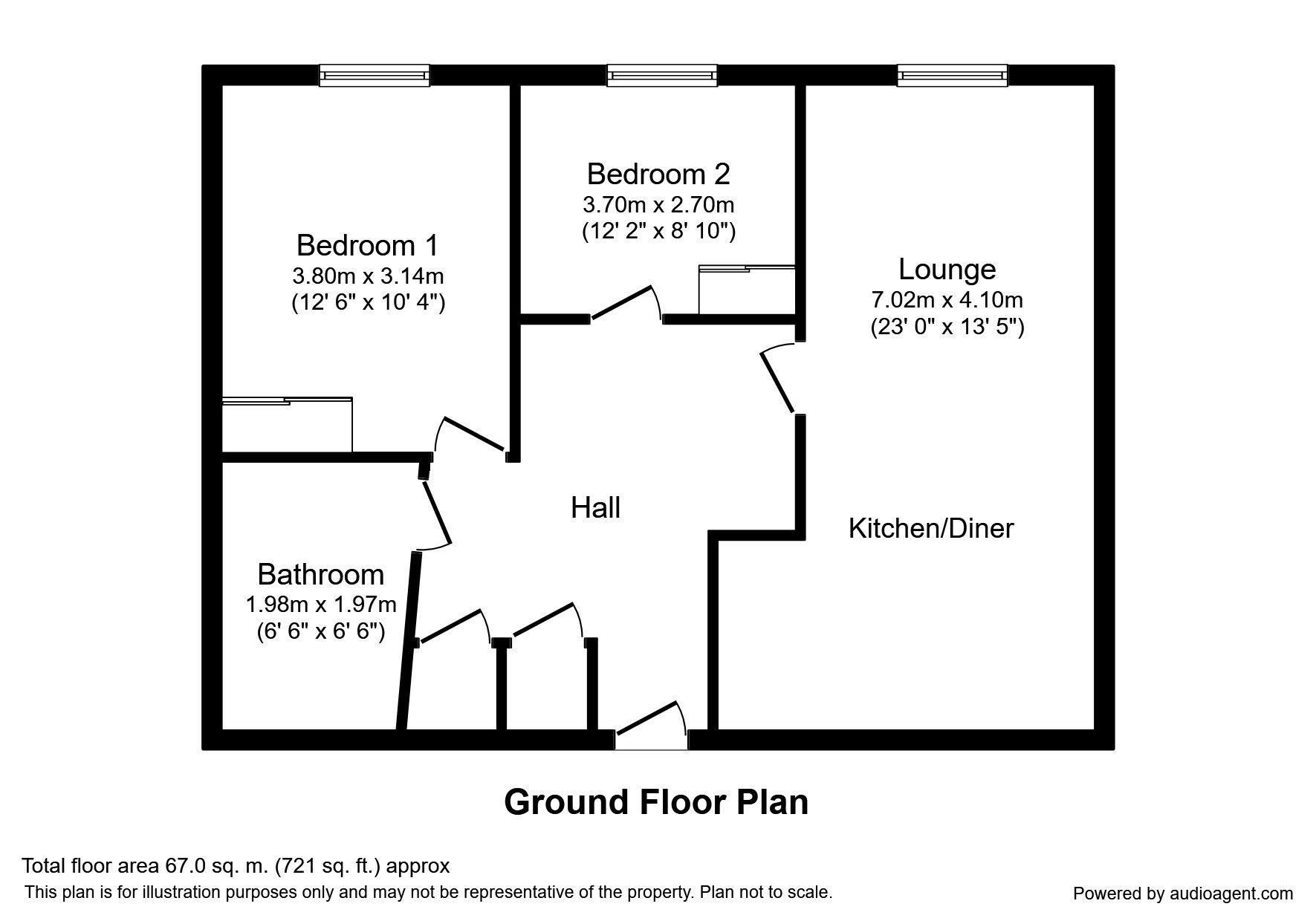 Floorplan of 2 bedroom  Flat to rent, Mere Lane, Armthorpe, South Yorkshire, DN3