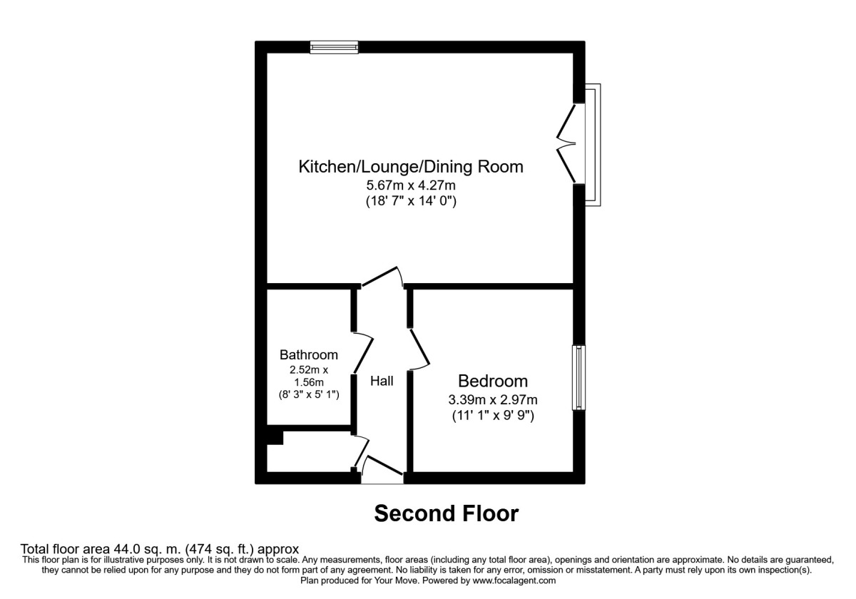 Floorplan of 1 bedroom  Flat to rent, Rosso Close, Doncaster, DN4