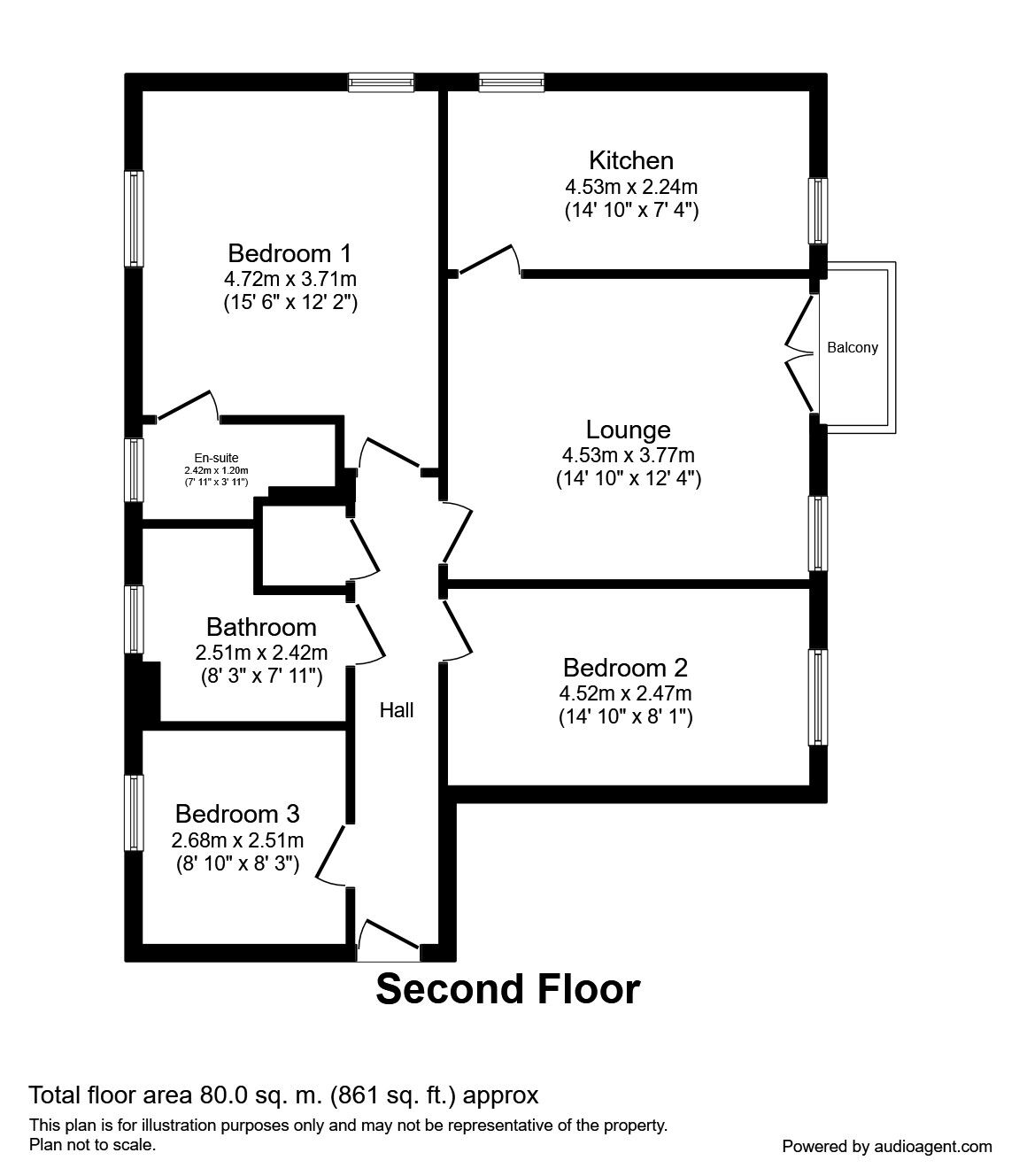 Floorplan of 3 bedroom  Flat to rent, Kentmere Drive, Lakeside, South Yorkshire, DN4