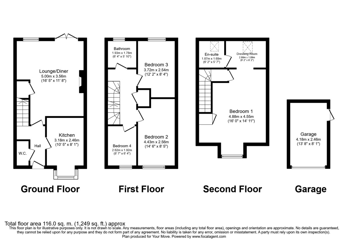 Floorplan of 4 bedroom Mid Terrace House to rent, Jenkinson Grove, Armthorpe, South Yorkshire, DN3